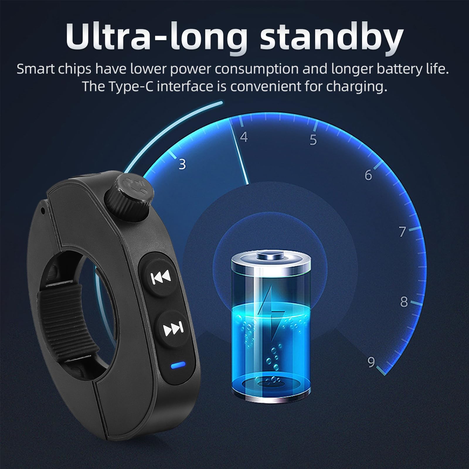 Kabellose Bluetooth-Media-Taste, lenkradfernbedienung für Auto, Fahrrad, Motorrad, wiederaufladbar, IPX6, wasserdicht