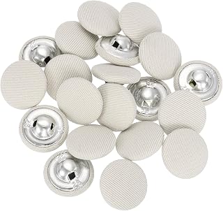 QUARKZMAN 20Stk Stoffbezogene Knöpfe 18mm Metallösen Runde Nähnäpfe Beige