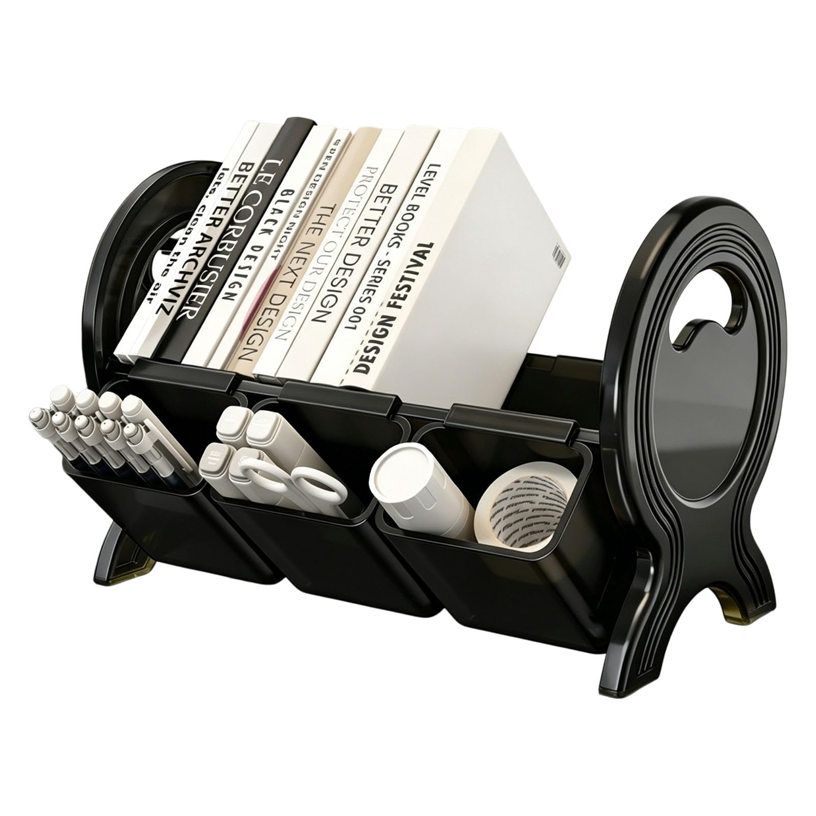 Shntig Desktop Acrylic Bookstand with Integrated Pen Holder and File Storage Container Multifunctional Desktop Organizer for Home or Offices Desk Management Acrylic Bookstand