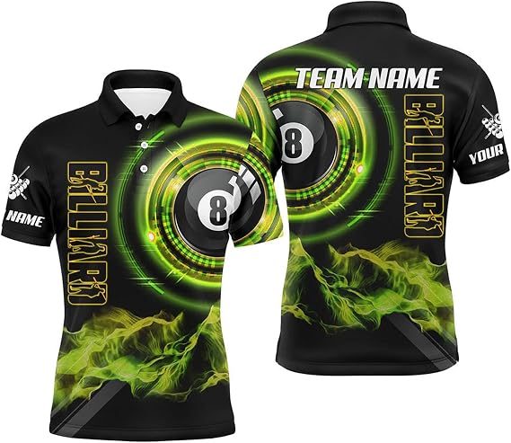 Blue 8 Ball Pool Billiard Jerseys for Men Custom Billiard Polo Shirts Team League Billiard Shirts T1093