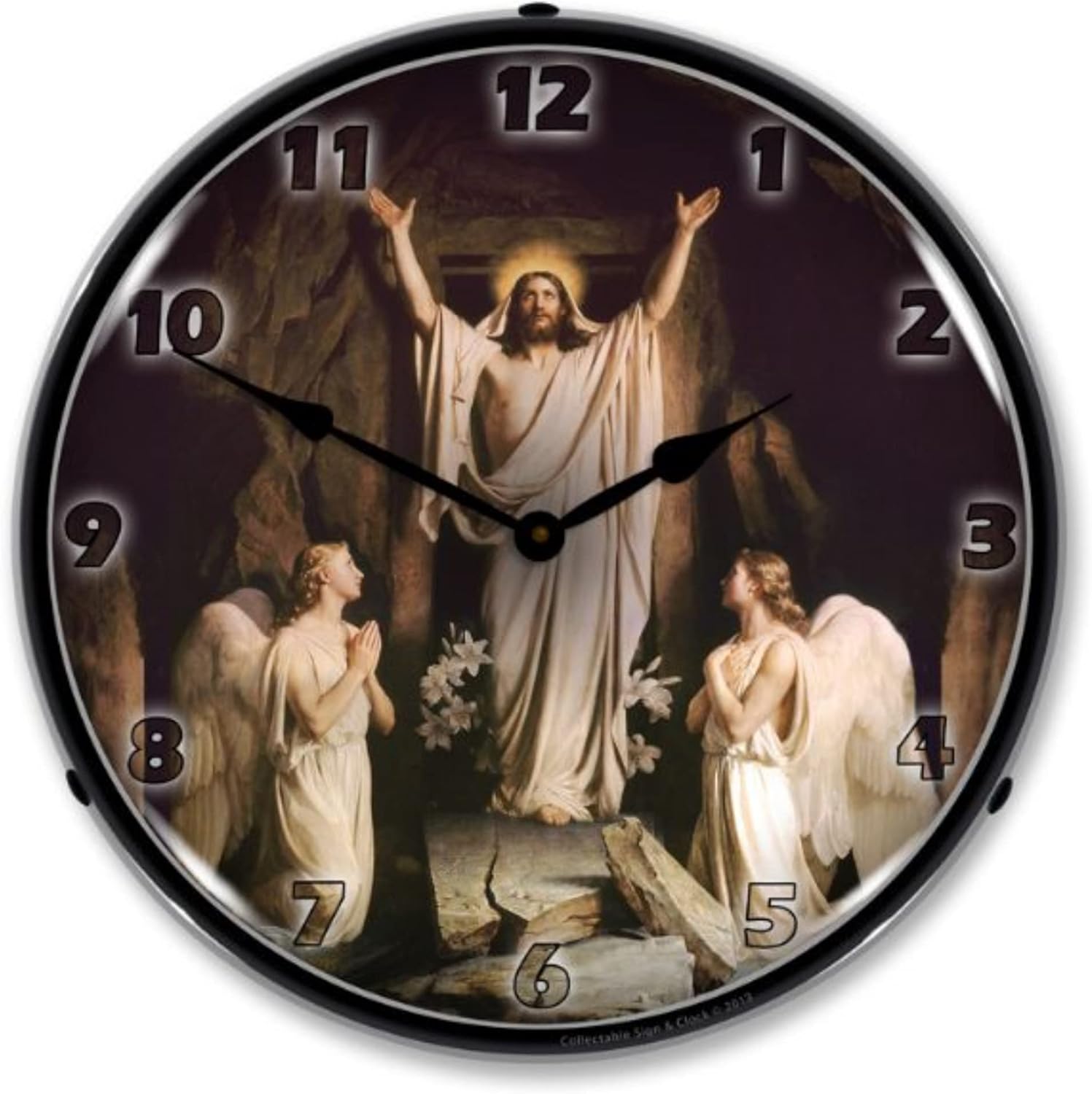 Jesus The Resurrection LED Wall Clock, Retro/Vintage, Lighted, 14 inch