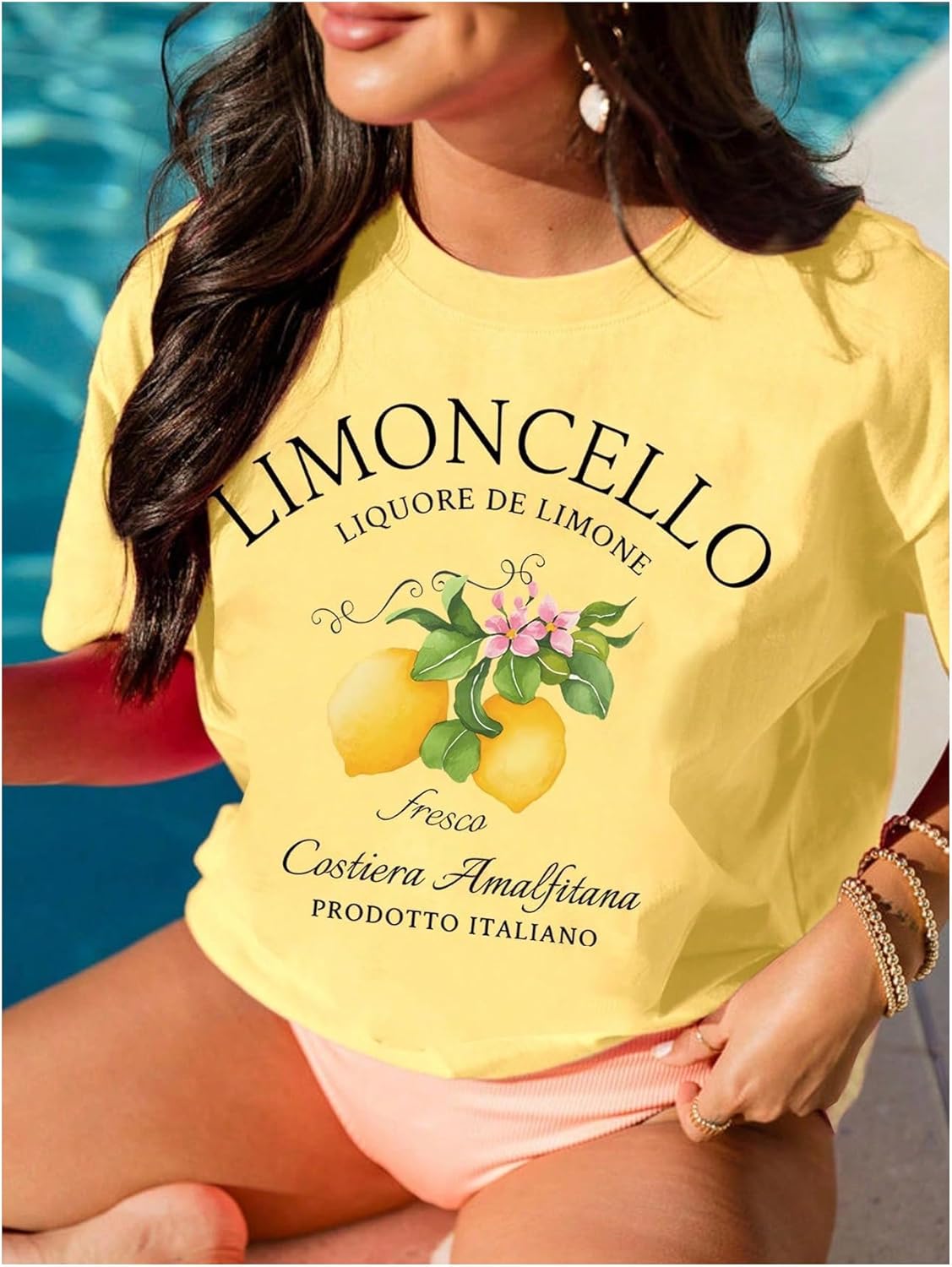 SOLY HUX Women's Lemon Shirts Short Sleeve Crew Neck Graphic Tees Summer T-Shirt Vacation Tops - Image 2