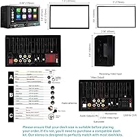 Vista 9 de Estéreo de coche de doble DIN compatible con Apple CarPlay/Android Auto de 6.8 pulgadas, pantalla táctil Bluetooth AM/FM Radio 2X USB