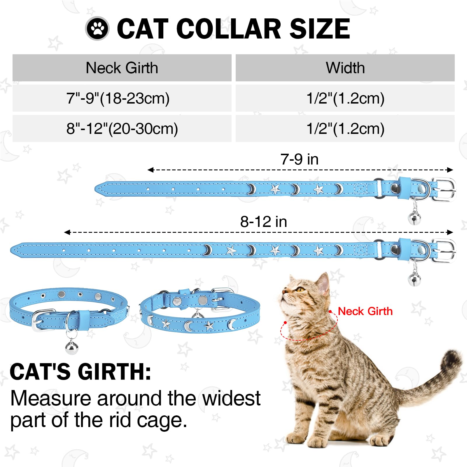 DILLYBUD Leather Cat Collars for Boy Girl Cats with Bell and Safety Elastic Belt - Image 2