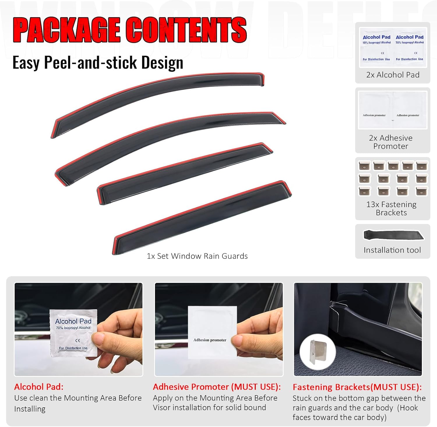 IKON MOTORSPORTS in Channel Window Visors Compatible with 2016-2020 Kia Sorento, Slim Style Acrylic Smoke Rain Guards, Side Window Wind Deflectors 4PCS