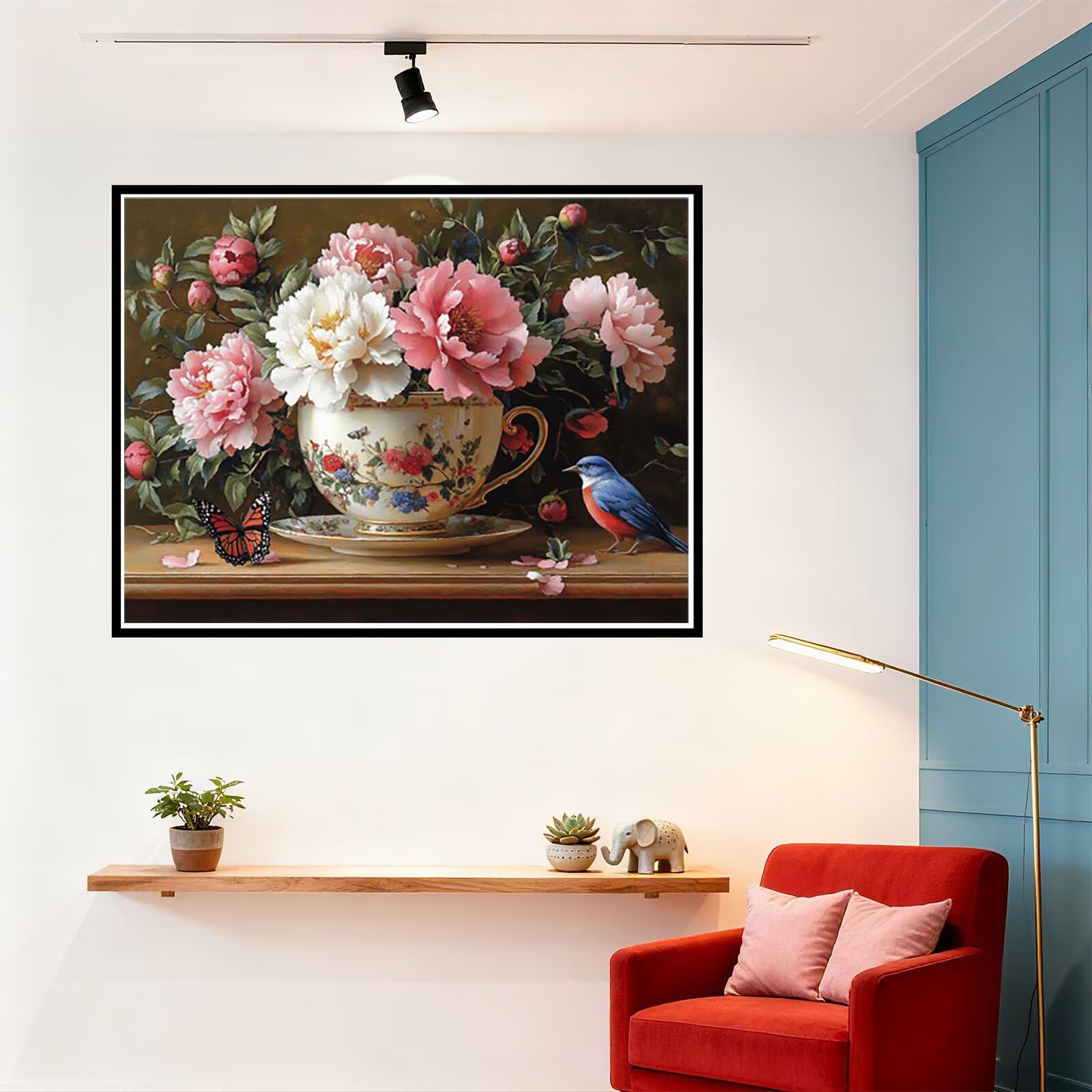 Peinture Numero Adulte Fleur Coloriage par Numero Adulte RéTro DIY Paint by Numbers, avec Pinceaux Peinture Loisir Creatif Enfant Numéro D'art Cadeau Femme, Pour Decoration Maison 80x100cm H - 901