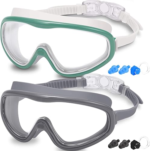 Miniatura 10 de Braylin Gafas de natación para adultos, paquete de 2 gafas de natación de visión amplia para hombres, mujeres, jóvenes, adolescentes, antivaho y más
