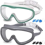 Braylin Adult Swim Goggles, 2-Pack Wide View Swim Goggles for Men Women Youth Teen, Anti-Fog, UV Protection, Over 15 Years