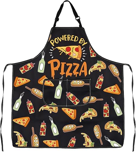JXGZSO Delantal de pizza motorizado para amantes de la pizza, delantal ajustable alimentado por pizzería, delantal de cocina de chef delantal para