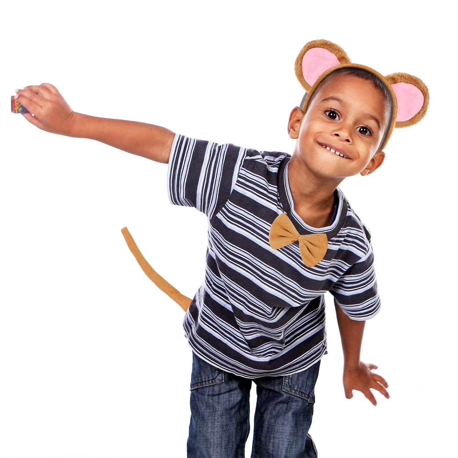 EVERMARKET 3 Pieces Monkey Costume Set Monkey Ears Headband Tail and Bow Tie Animal Fancy Dress Costume Kit Party Accessories for Halloween,Birthday,Christmas,Cosplay Dress Up Party Decorations - Image 5