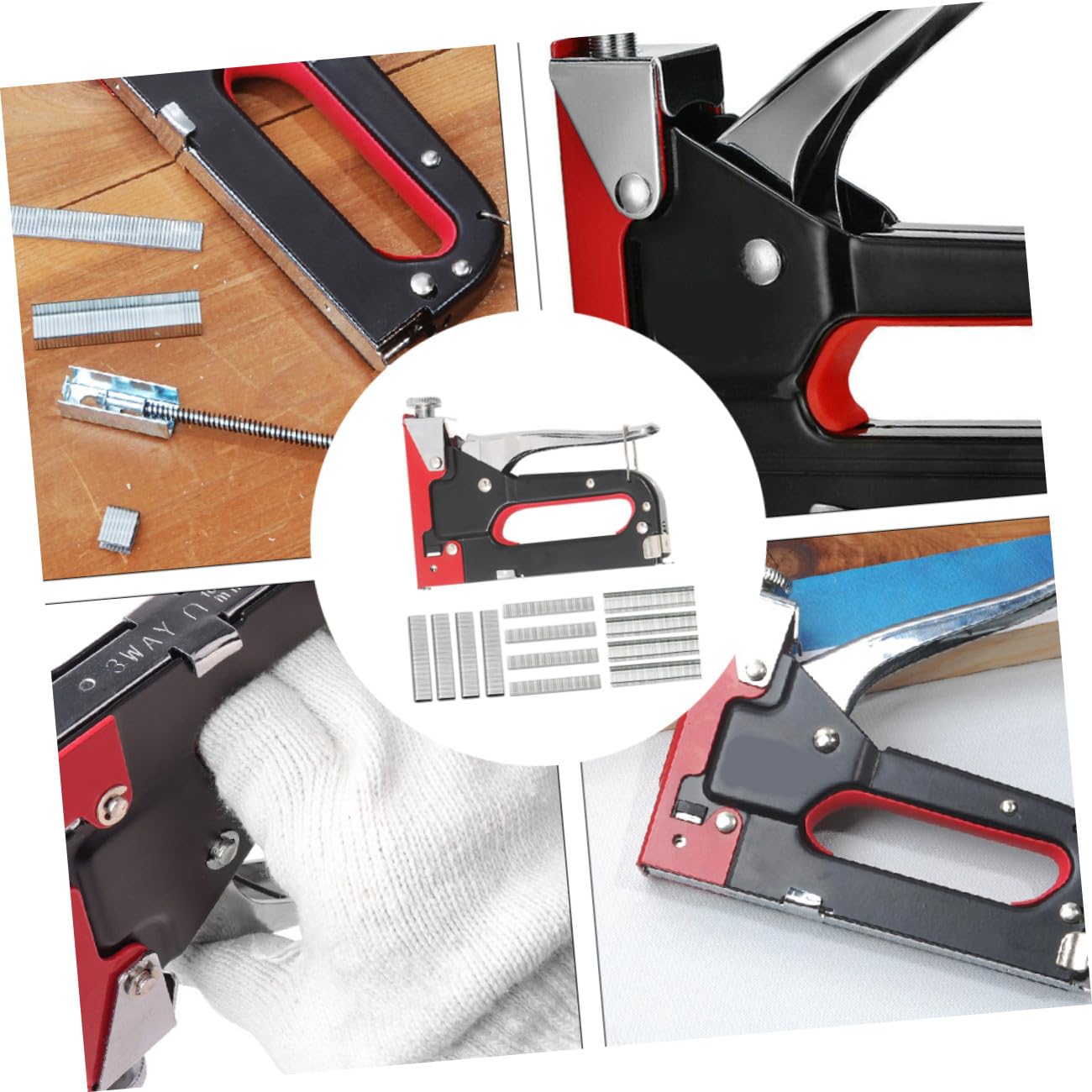Chiodatrice Manuale 3 in 1 in Metallo per U T Graffette | Meccanismo a Molla Regolabile, Struttura Robusta, Strumento Manuale per Fissaggi Multipli