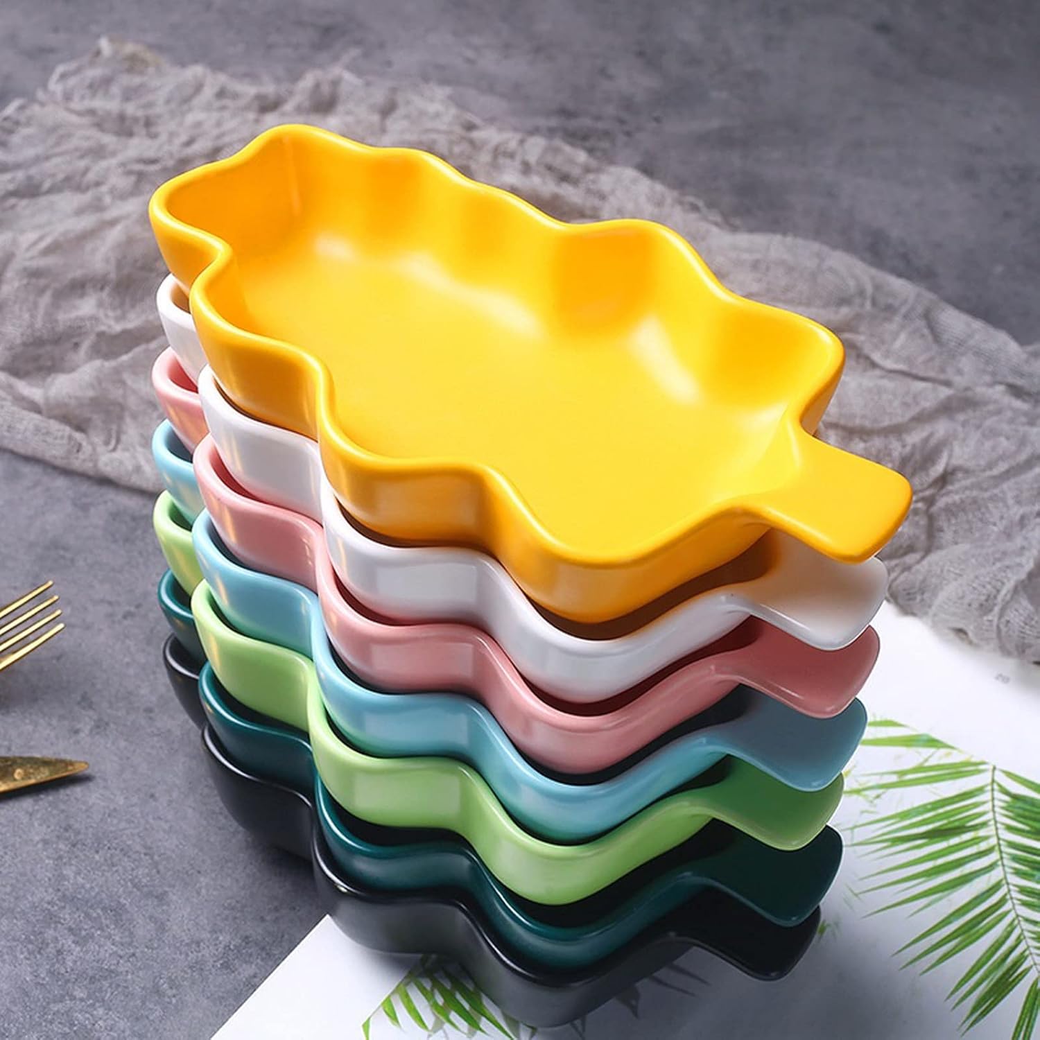 Bakeware Ceramic Baking Dish Rice Bakeware Cute Breakfast Creative Baking Tray Dessert Bowl Fruit Bowl Snack Bowl Tableware Baking Pan (Blue N)