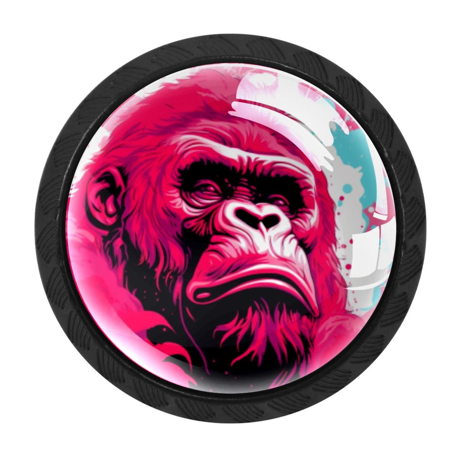 Chenzzzz Multicolored 08 Pink Monkey Orangutan Cabinet Knobs 4 Pieces Drawer Kitchen Cabinets Dresser Cupboard Wardrobe Unique Pulls Handles