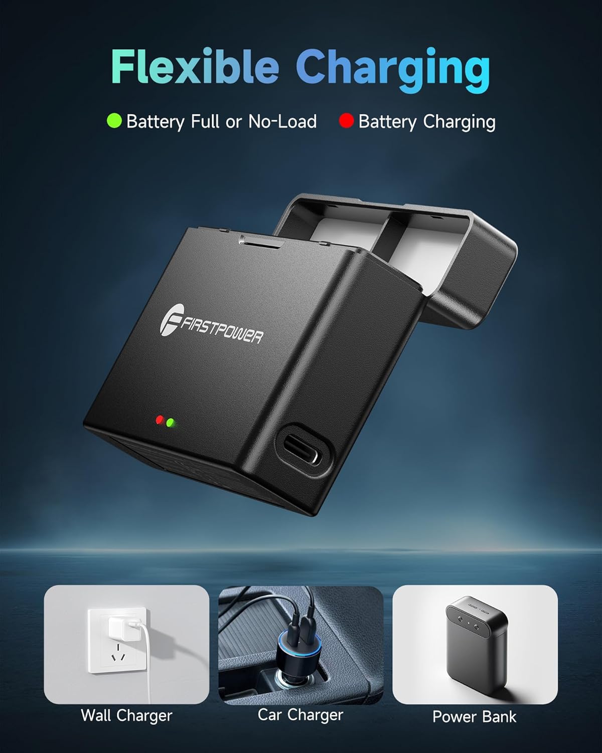 FirstPower Replacement Osmo 360/ Action 6/5 pro/4/3 Battery (2-Pack 2100mAh) with 20W Dual Fast Charging Hub Compatible with DJI Osmo Action 6, Action 5 Pro, Action 4, Action 3, Osmo 360 Cameras