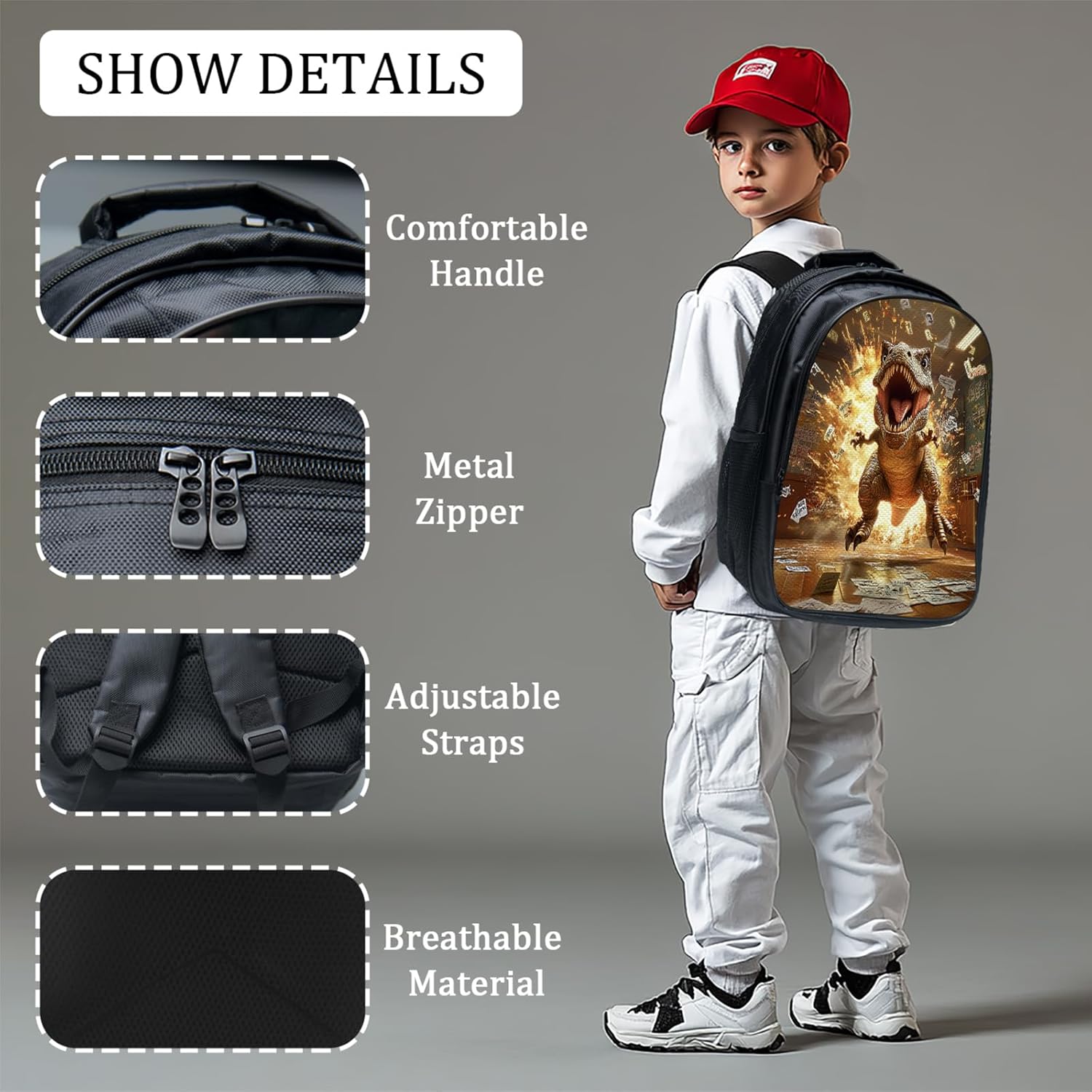 Dinosaur Backpack for Kids Girls Boys School Bag Cute Backpacks With Lunch Pack Pencil Case 3pcs Children Bookbag Set