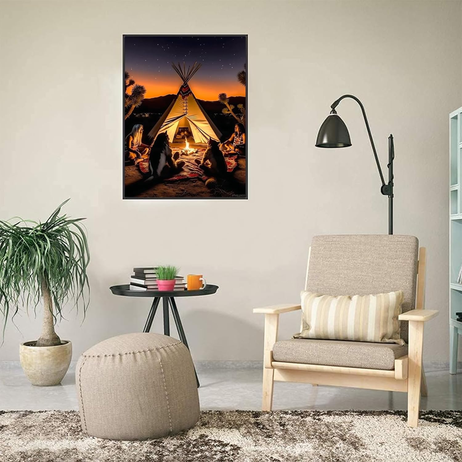UPABLUNSO DIY American Native Indian Tent Diamond Painting Indian Paint by Numbers for Adult Full Round Diamond Art Kits for Room Decor Living Room Decor 12x16 inch