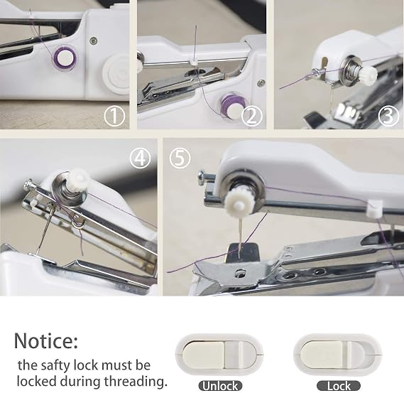 Handheld Sewing Machine, Mini Cordless Portable Electric Sewing Machine Quick Stitch Tool for Fabric, Clothing, or Kids Cloth Home Travel Use