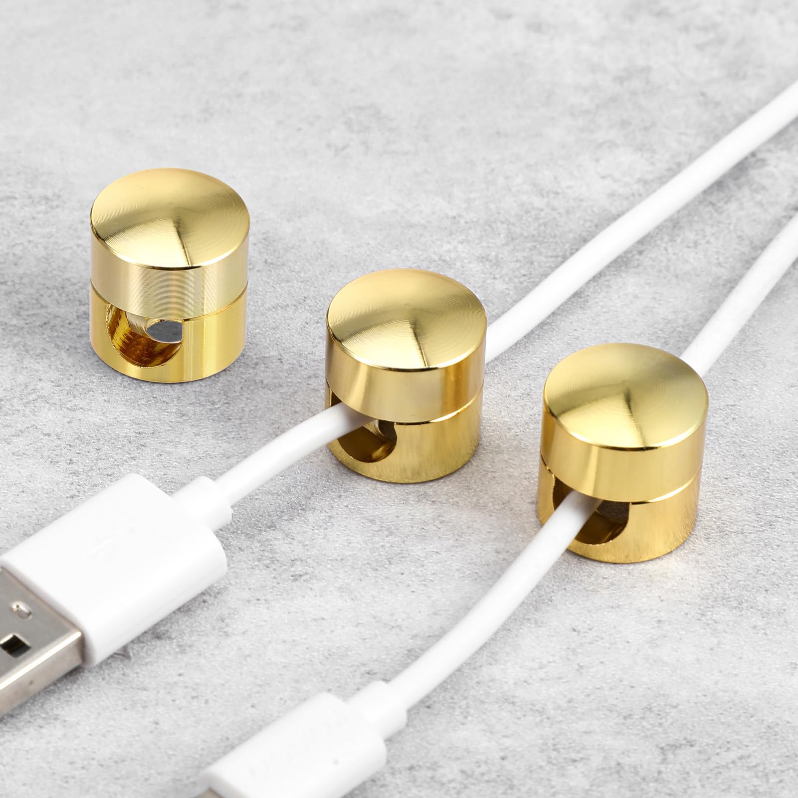 Cable Anchors Desk, 3 Sets Gold Adhesive Phone Charger Holders