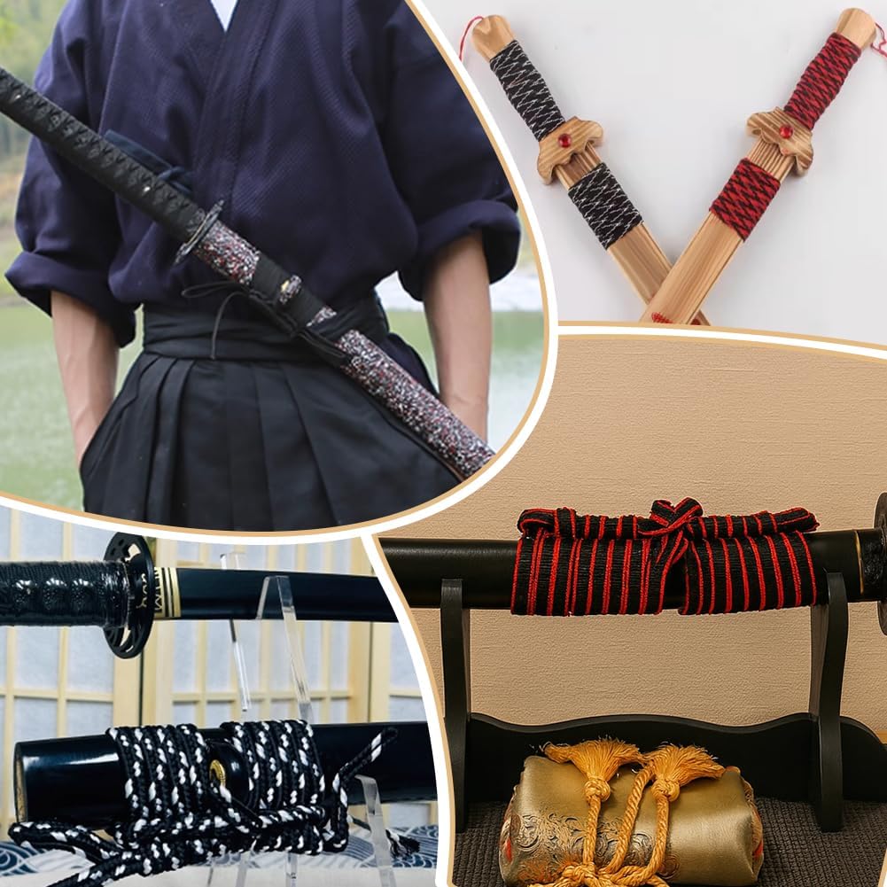 PH PandaHall Synthetic Silk Cotton Blend Sageo Wrapping Cord for Japanese Samurai Sword Tanto Tsuka Decoration Crafts DIY