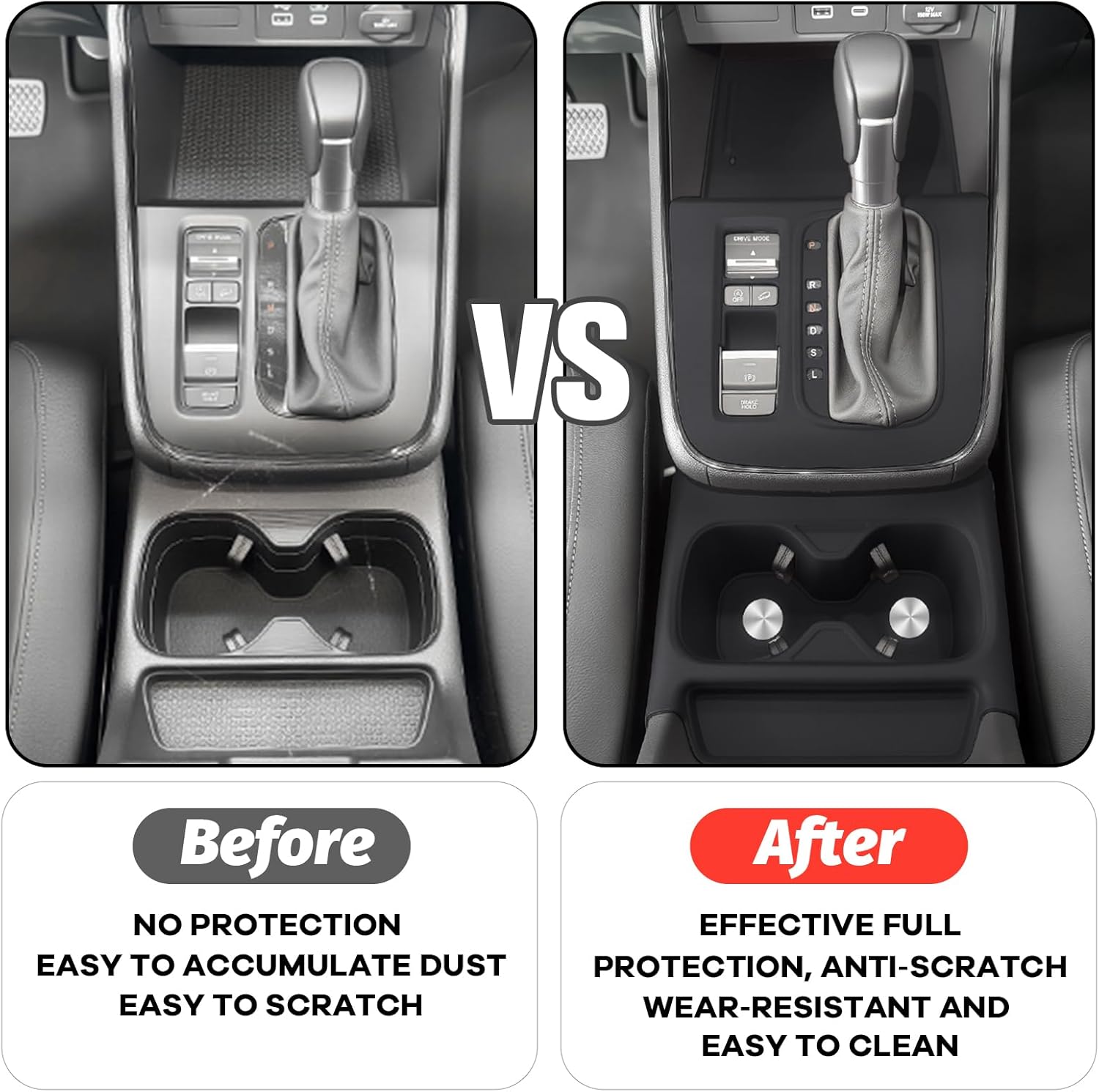 Silicone Gear Shift Panel Trim Cover for 2025 2026 Honda CRV Accessories Anti-Scratch Center Console Water Cup Holder Wireless Charging Protector Pad with CR-V 2023 2024(Not for Hybrid)-Black