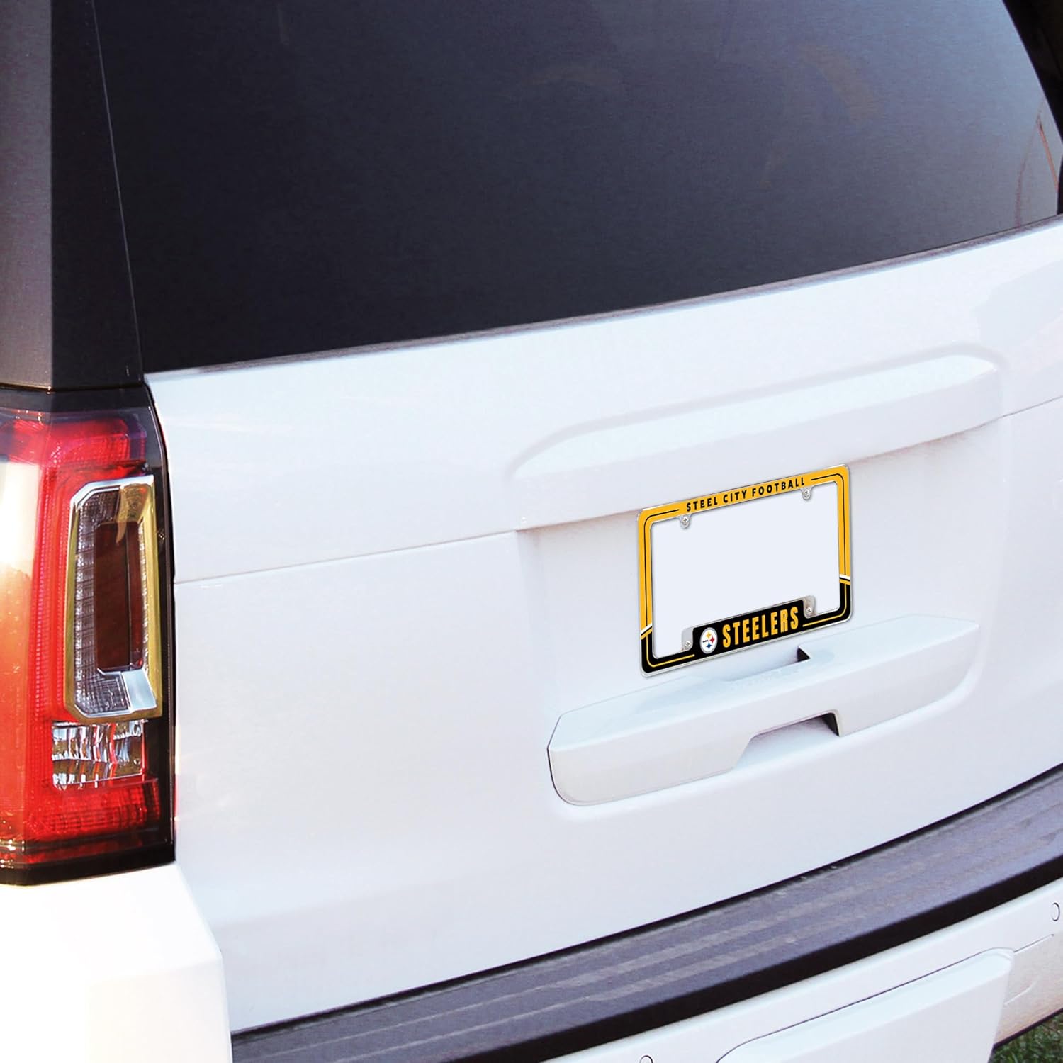 Rico Industries NFL Football Two-Tone 12" x 6" Chrome All Over Automotive License Plate Frame for Car/Truck/SUV