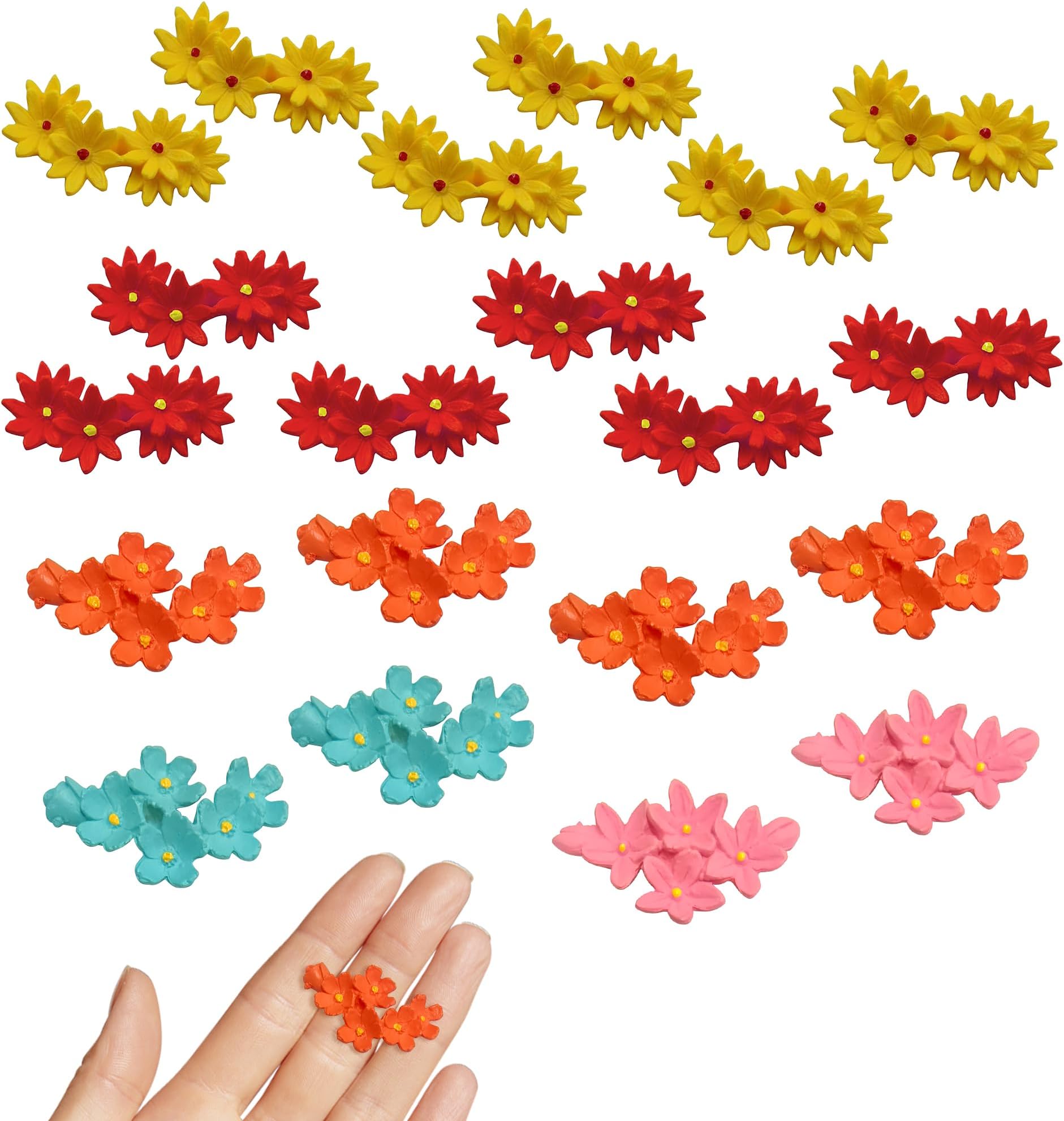 20PCS Mini Artificial Flowers for Fairy Garden Accessories, Multicolor Miniature Blossoms for Garden Ornaments Outdoor, DIY Scene Accessories and Small World Decor