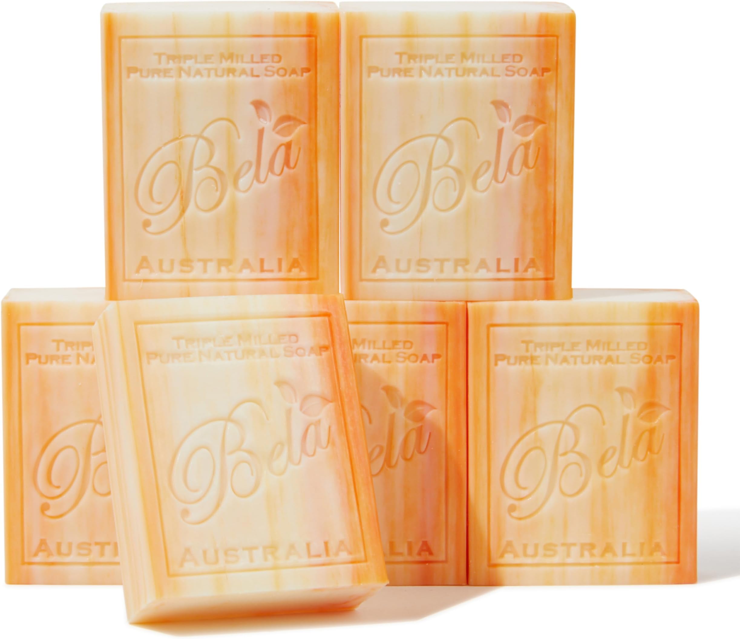 Bela Bath & Beauty, Orange Zest, Triple French Milled Moisturizing Soap Bars, No Harsh Ingredients, 3.3 oz. - 6 Pack