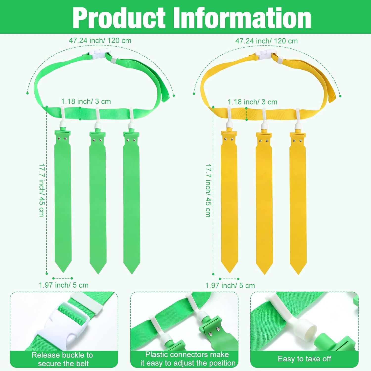 Hungdao 10/12 Players Flag Football Belts and Flags Adjustable Football Belts for Kids Teens Adults Team Training Sport Event