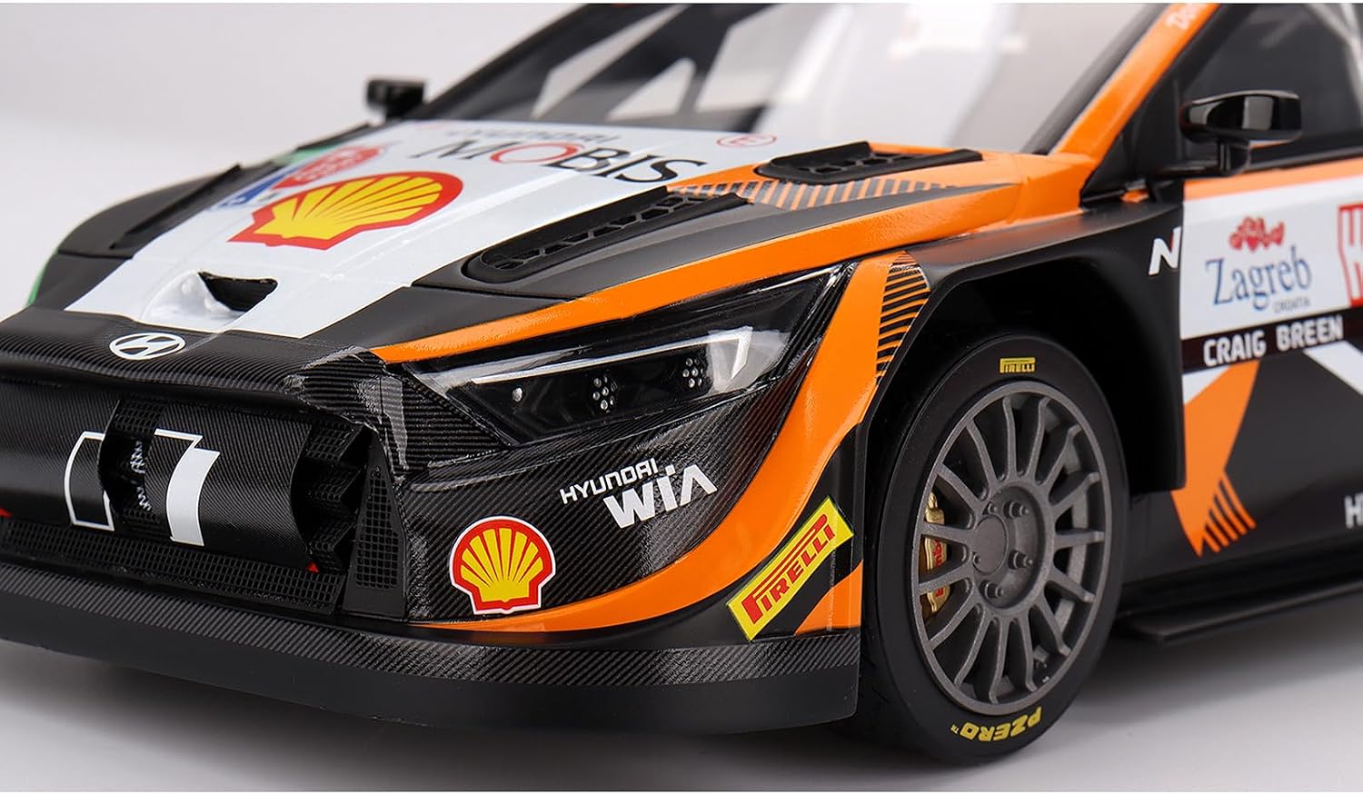 i20 N Rally1 Hybrid #11 Thierry Neuville - Martijn Wydaeghe Mobis WRT Winner Rally Croatia Power Stage (2023) 1/18 Model Car by Top Speed