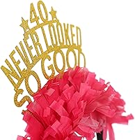 Vista 4 de ZZDCMS Tiara de cumpleaños con texto en inglés «Never Looked So Good» de 40 cumpleaños, decoración de corona de cumpleaños de 40 años, divertido