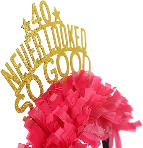 Miniatura 4 de ZZDCMS Tiara de cumpleaños con texto en inglés «Never Looked So Good» de 40 cumpleaños, decoración de corona de cumpleaños de 40 años, divertido