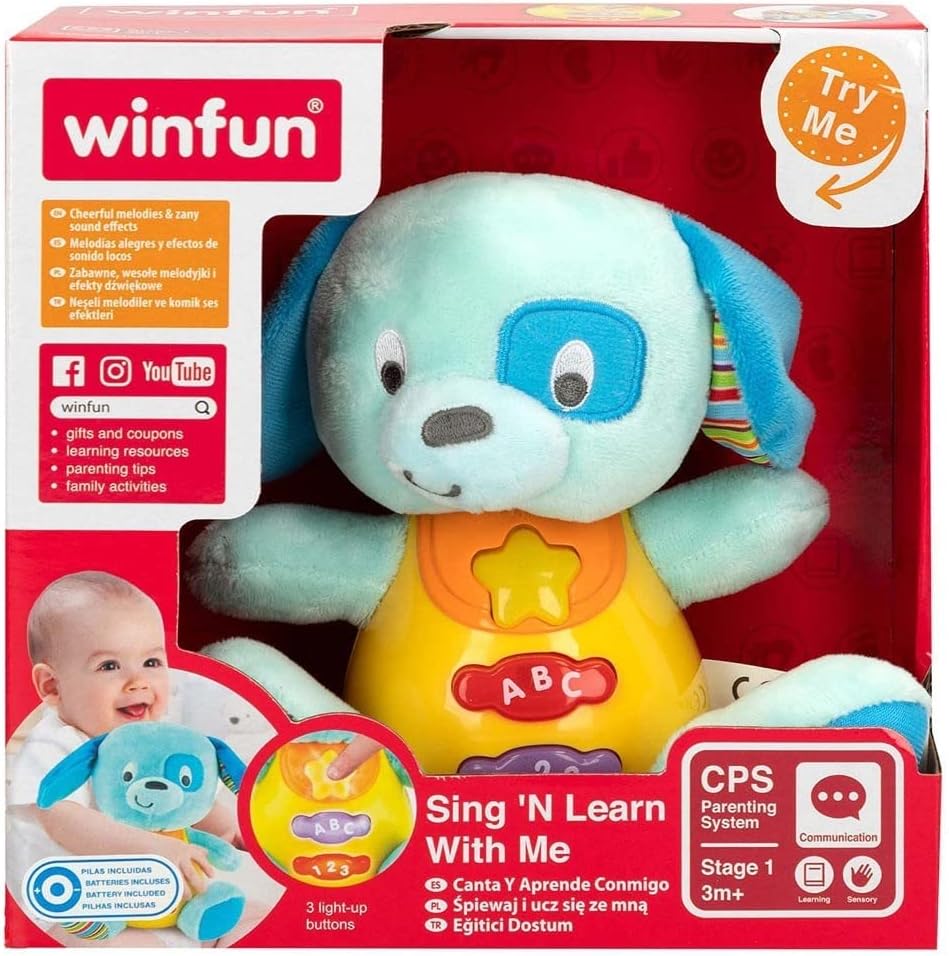 winfun Baby Soft Toy Monkey That Speaks and Lights of Colors, Spanish Language Puppy