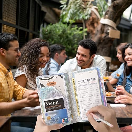 Miniatura 134 de ACdream - Libretas de servicio para camarero, cuaderno de recibos de comensales, bonito organizador de piel, cartera para dinero, para presentar AB