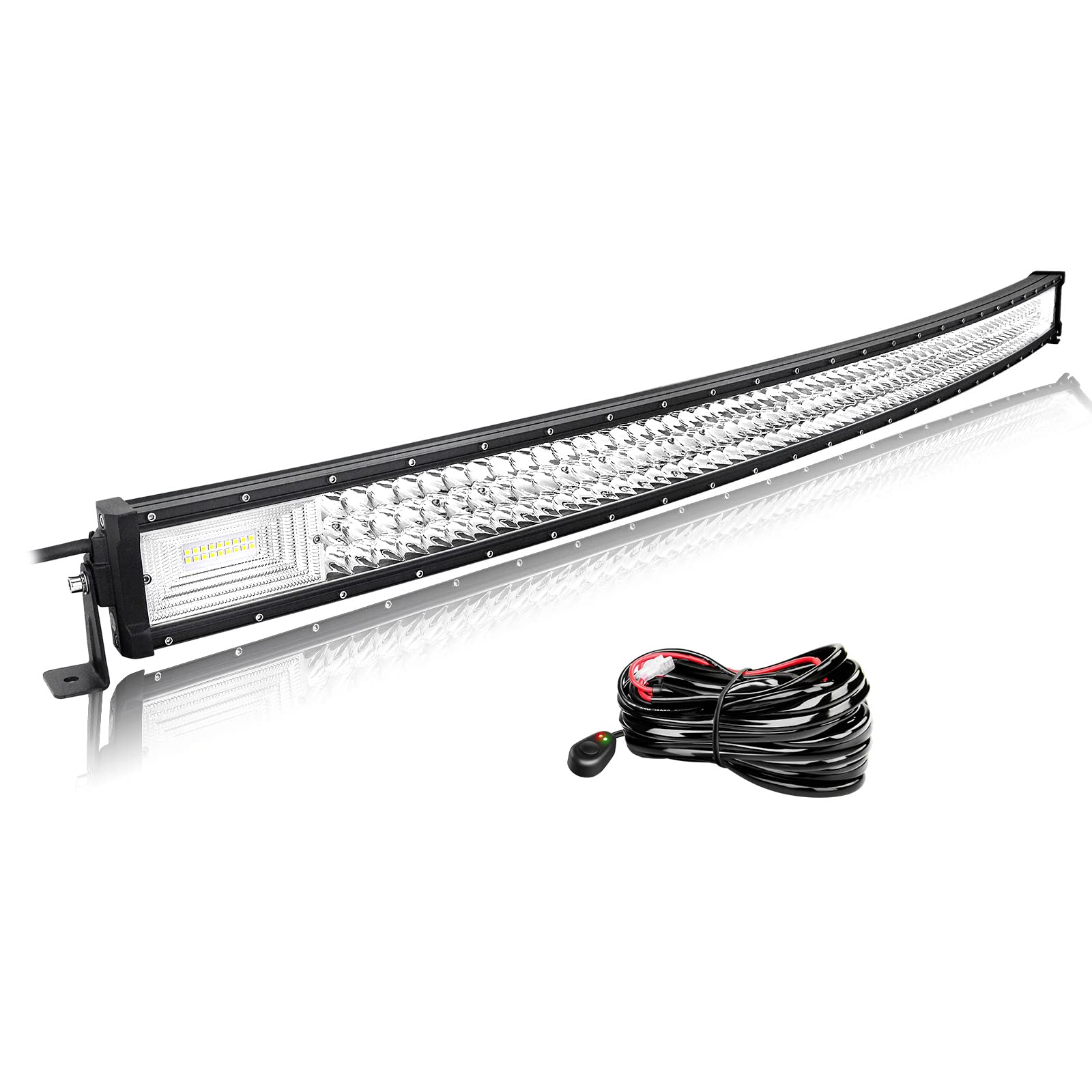 Willpower Barra LED Curva 127cm 50 Pollici 648W Fari LED 12V 24V Impermeabile Faretti LED Faro da Lavoro LED Barra Luci LED per Fuoristrada Auto Trattore Camion 4x4 Barca ATV con Cablaggio