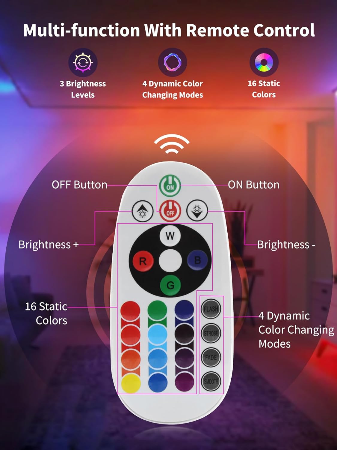 ZUCKEO LED Spot Lights Indoor RGBW Up Lights with Remote, 120V 10W Uplighting Indoor Spotlights Plug in, 4.92FT Code Accent Flood Light Christmas Color Changing Landscape Lighting with Switch (2Pack)