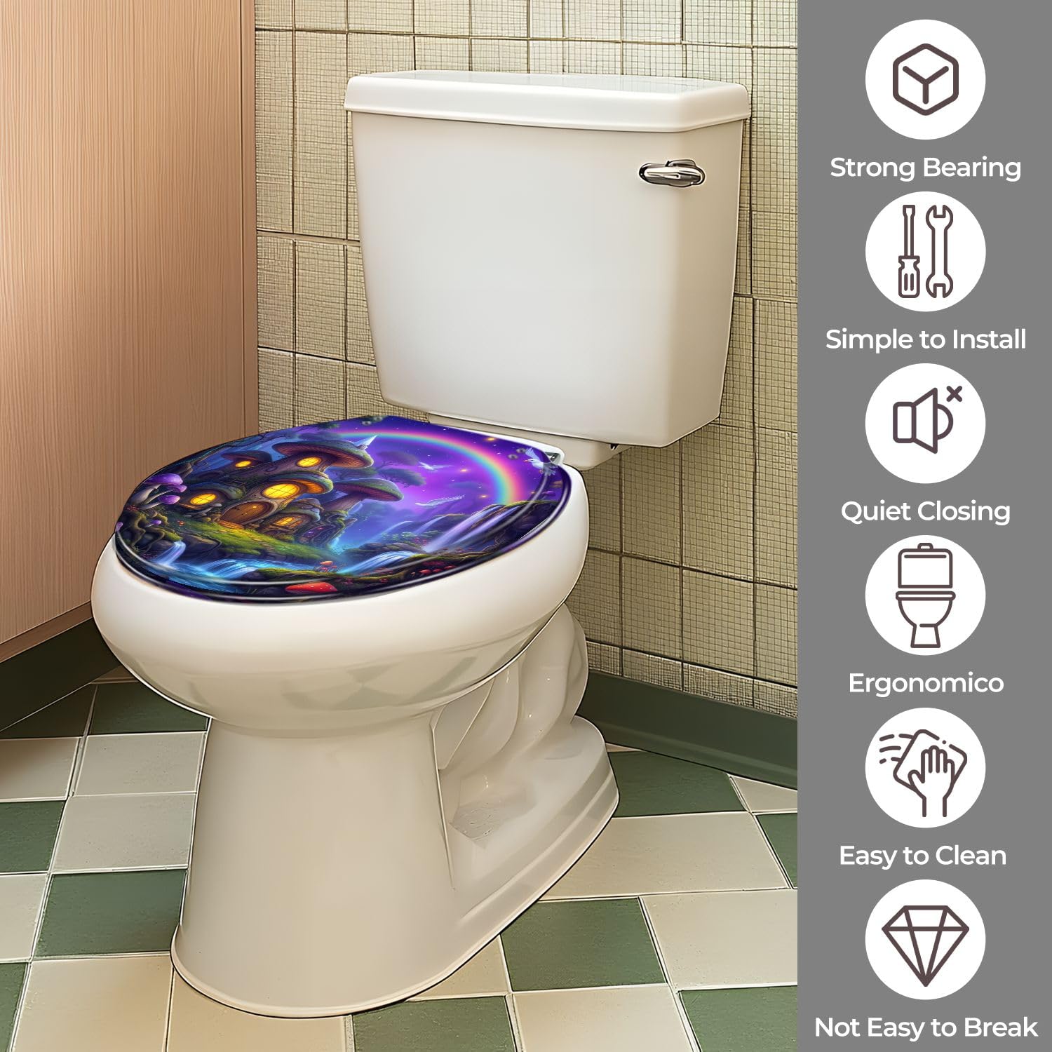 Asiento de inodoro redondo de resina de ajuste universal genérico para baño.