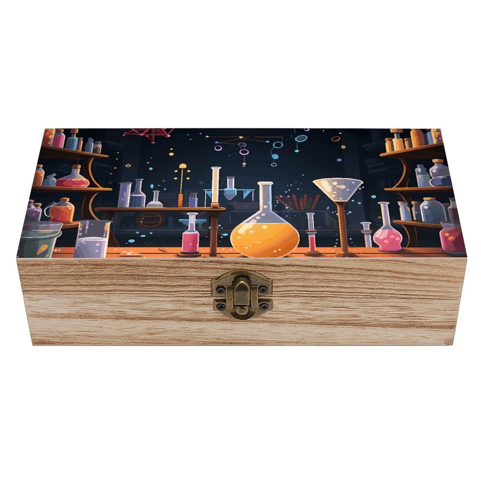 Boîte en bois rangement travaux manuels et boîte décoration fête scientifique