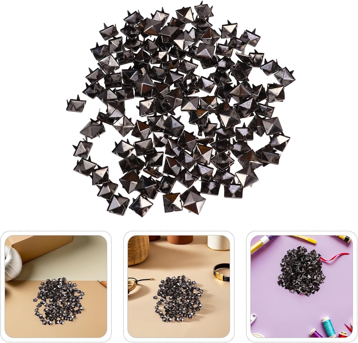 HAPINARY 500pcs Black Brass Four Claw Square Rivets Decorative Studs