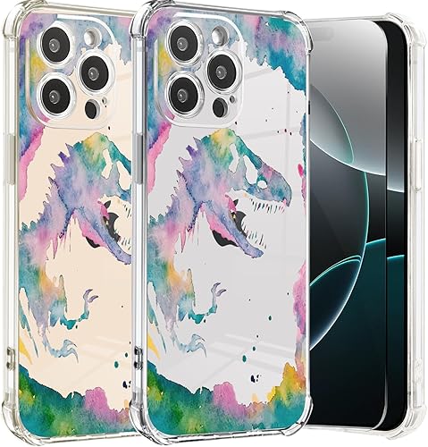 Vista 288 de Roemary Funda púrpura para iPhone 14 Pro Max con diseño de caballo azul, patrón de acuarela con protector de pantalla