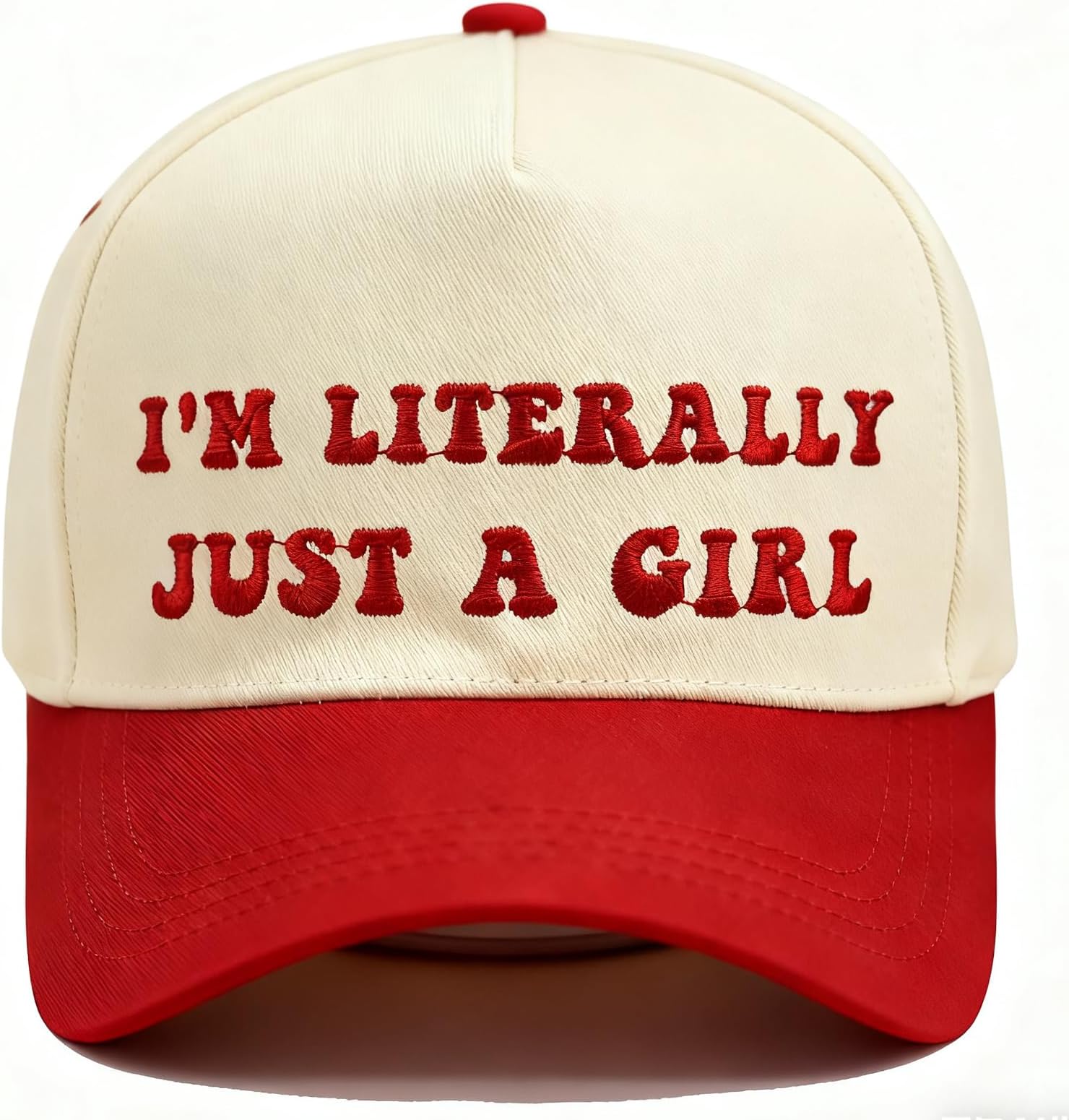 Funny Gag Trucker Hat I'm Literally Just A Girl -Embroidery Funny Hats Adjustable Baseball Cap for Men WomenBlack