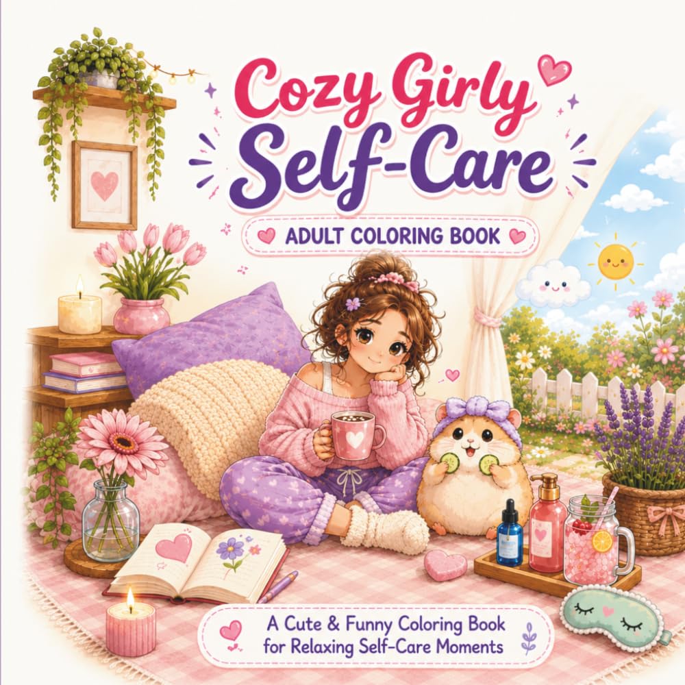 Cozy Girly Self-Care: A Cute & Funny Adult Coloring Book for Relaxing Self-Care Moments