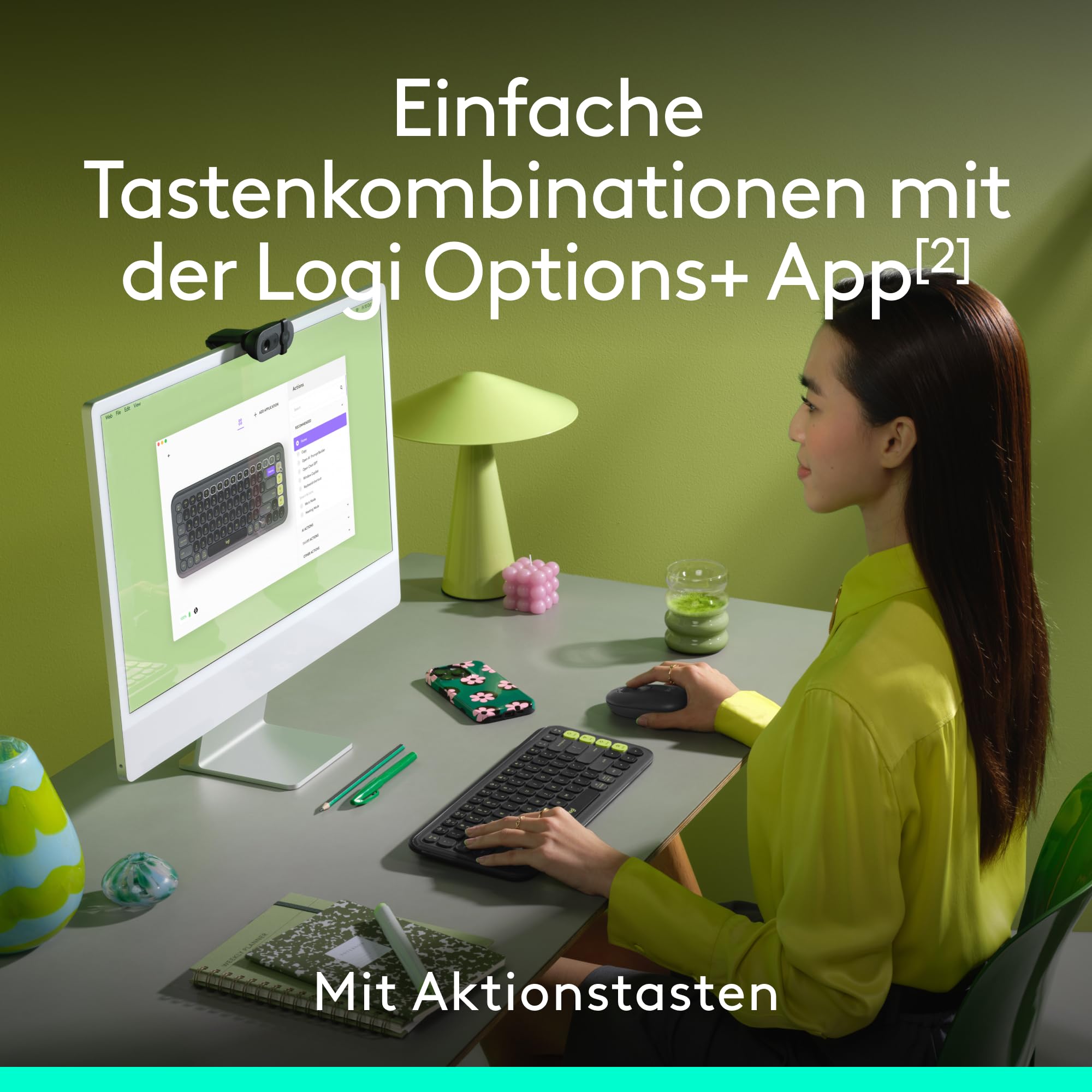 Logitech POP ICON Keys kabellose Bluetooth-Tastatur, Komfortables Tippen, POP Mouse, kompakte, Mobile kabellose Bluetooth-Maus programmierbaren Tasten und leisen Klicks, DEU QWERTZ - Grafit