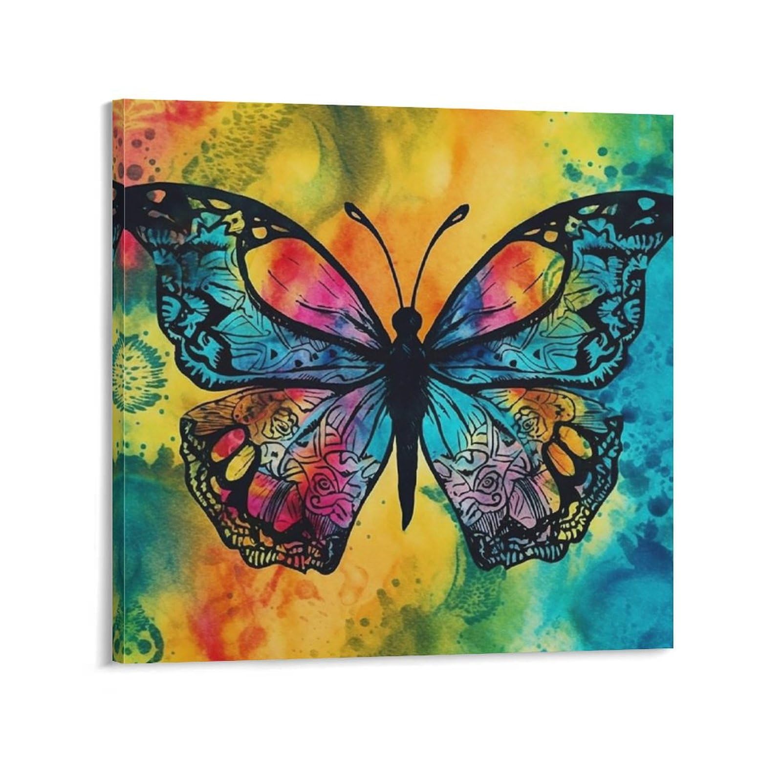 Impression sur toile abstraite de qualité supérieure avec cadre moderne papillon - 6