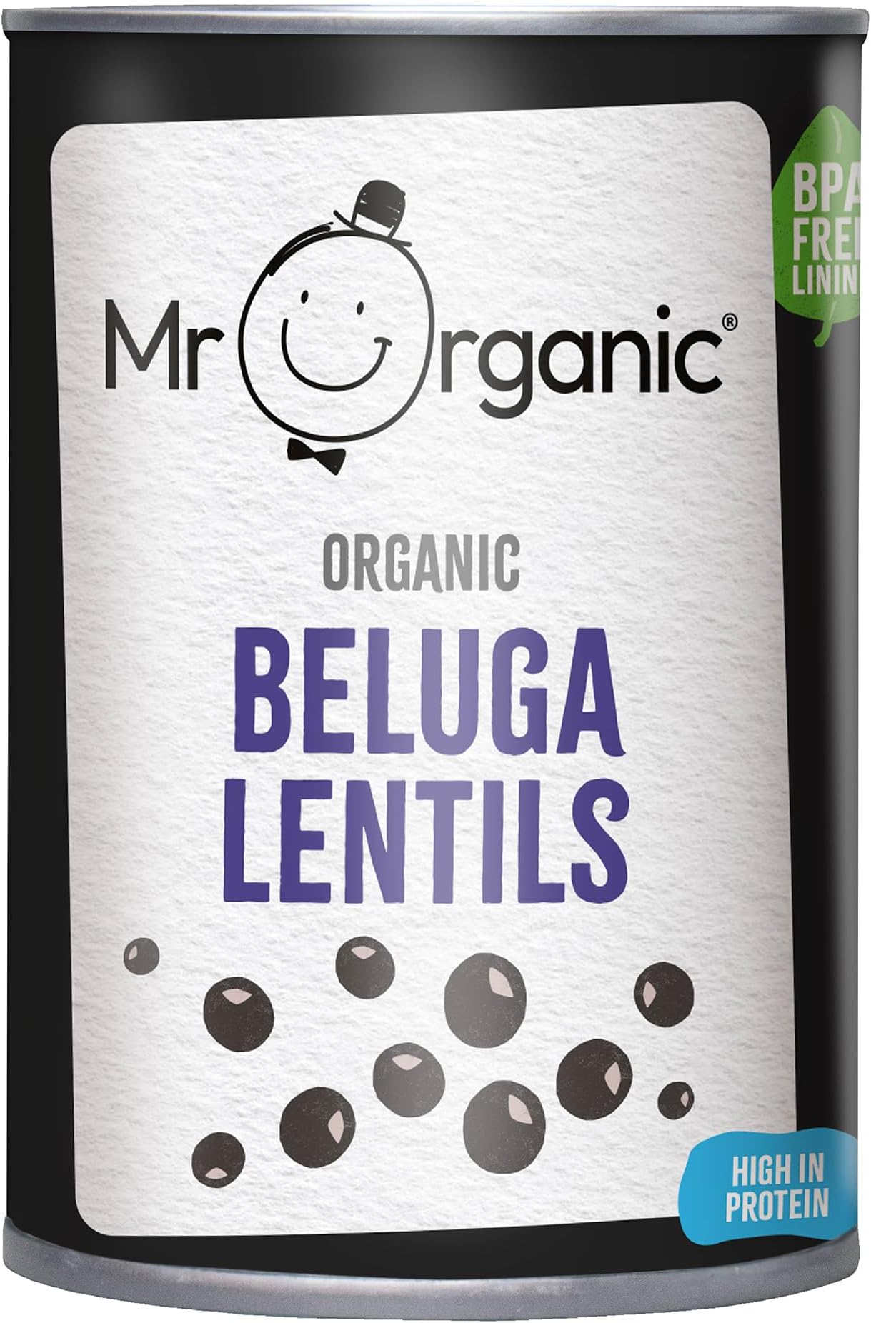 Mr Organic - Organic Beluga Lentils 400g - Non GMO & Preservative Free - Vegan - for Home Cooking