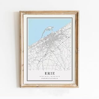 B&W Poster of Erie Pennsylvania Pa City | 11x17 12x18 16x24 24x36 Unframed Modern Print Wall Art | Minimalism Hometown City Traveler Gift | Minimalist Home Office Decor 6