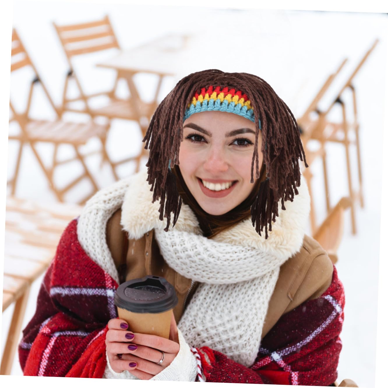 SHERCHPRY 3stücke Weird Wig Hat Lustige Strickmütze Mit Reggae-frisur Handgefertigt Warm Und Einfarbig Für Partys Und Besondere Anlässe Unisex Für Männer Und Frauen
