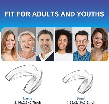 Night Grinding Splint 4 Mouldable Mouth Guards for Teeth Grinding 2 sizes transparent reusable protects the enamel against bruxism and teeth grinding