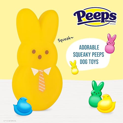 Miniatura 5 de Peeps Juguetes de vinilo para perros de 3 piezas para mascotas, color amarillo, rosa, azul, juguetes de plástico chirriantes de 4 pulgadas, paquete
