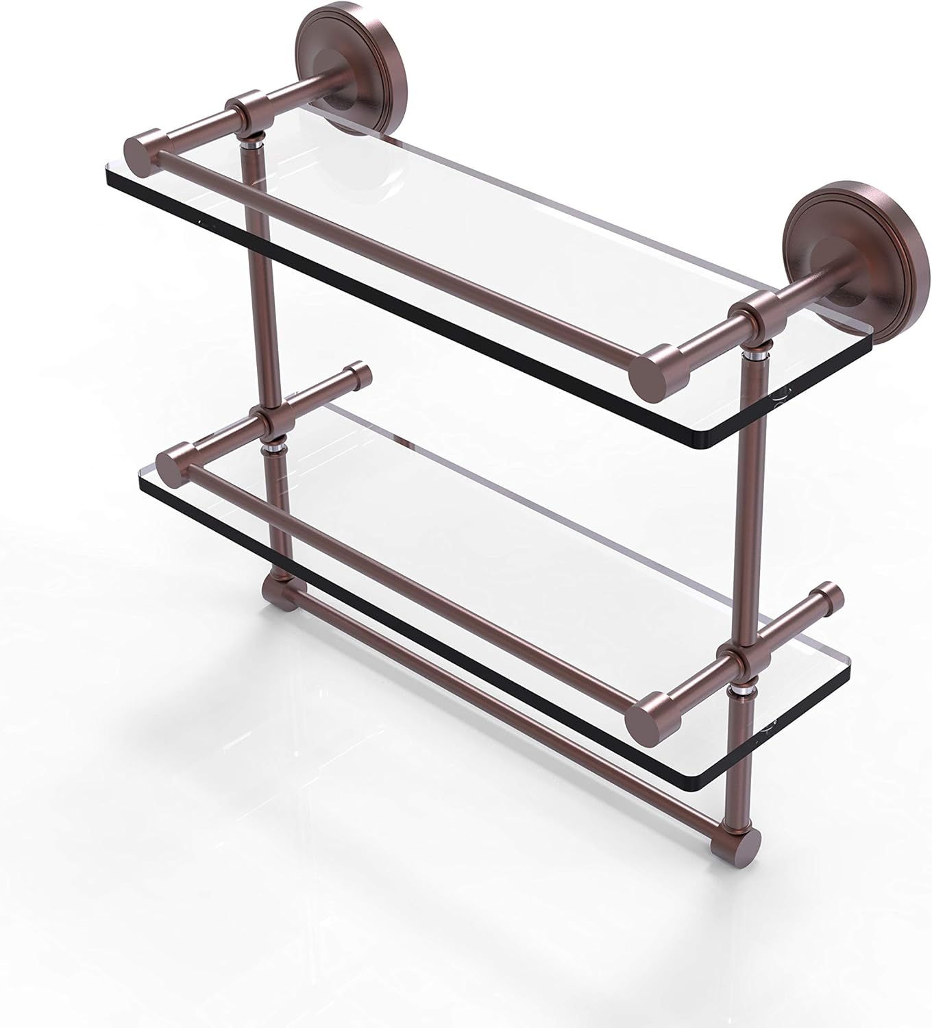 Allied Brass PRBP-2TB/16-GAL-ORB Prbp 2 Tb Gal Inch Gallery Double Towel Bar Glass Shelf, 16 Inch, Oil Rubbed Bronze