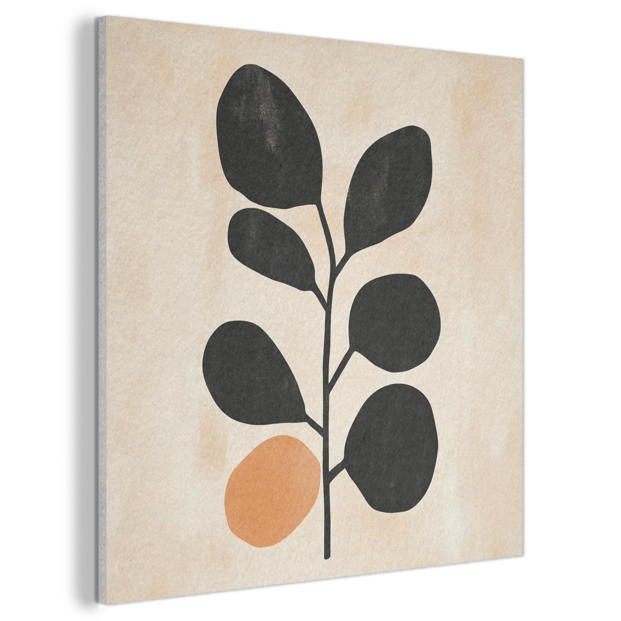 MuchoWow© Felt Panel 80x80 cm Room Style Piece Wallfillers Visual Display Decoration Wall Art Leaves - Orange - Black